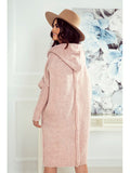 Dusty Pink Knitted Hooded Cardigan | WIKI