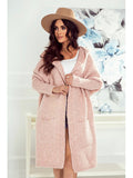 Dusty Pink Knitted Hooded Cardigan | WIKI