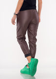 Italian-style Chocolate Brown Waxed Pants | HAL-149