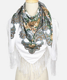 Folk Pattern Scarf with Fringes | HAL-224