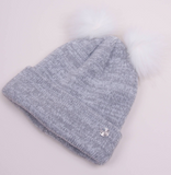 YO! Girls' Light Gray Double Pom-Pom Beanie ~ 2-6 years | CZ-299