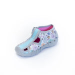 Befado White and Light Blue Printed School Slippers | 190P098