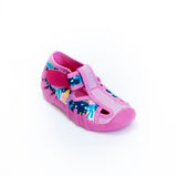 Befado Pink School Slippers with Floral Print | 190P097